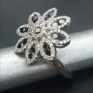 14K black and white diamond ring